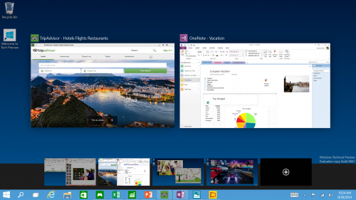 Multiple desktops, each with their own apps and programs (Source: TechCrunch)