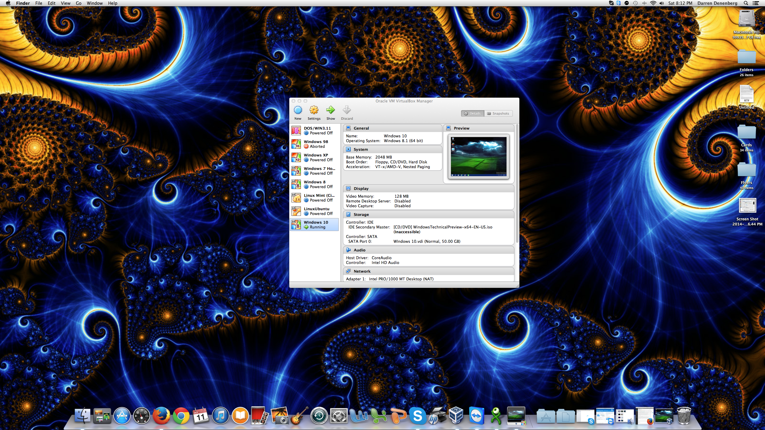 Oracle's VirtualBox running on my Mac